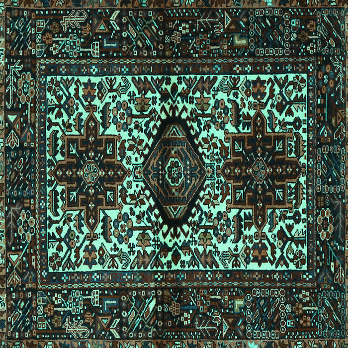 Square Machine Washable Persian Turquoise Traditional Area Rugs, wshtr2271turq
