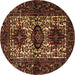 Round Persian Brown Traditional Rug, tr2271brn