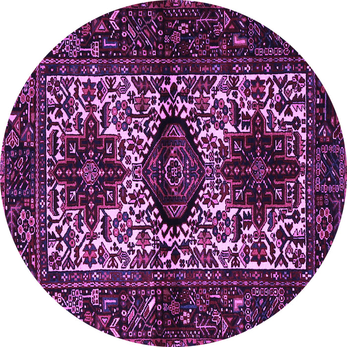 Round Machine Washable Persian Purple Traditional Area Rugs, wshtr2271pur