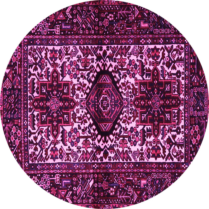 Round Machine Washable Persian Pink Traditional Rug, wshtr2271pnk