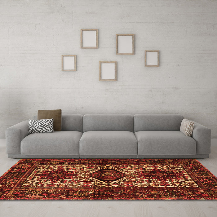 Machine Washable Persian Orange Traditional Area Rugs in a Living Room, wshtr2271org