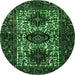 Round Persian Emerald Green Traditional Rug, tr2271emgrn