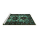 Sideview of Machine Washable Persian Turquoise Traditional Area Rugs, wshtr2271turq