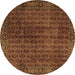 Round Persian Brown Traditional Rug, tr2272brn