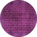 Round Machine Washable Persian Purple Traditional Area Rugs, wshtr2272pur