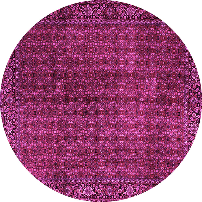 Round Machine Washable Persian Pink Traditional Rug, wshtr2272pnk