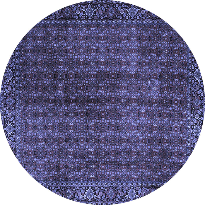 Round Machine Washable Persian Blue Traditional Rug, wshtr2272blu