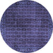 Round Machine Washable Persian Blue Traditional Rug, wshtr2272blu