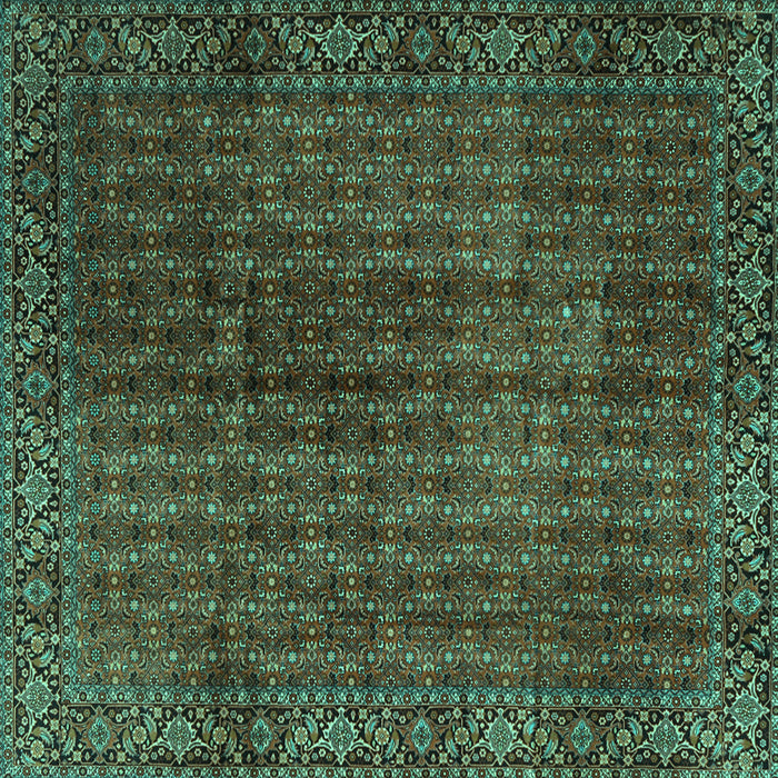 Square Machine Washable Persian Turquoise Traditional Area Rugs, wshtr2272turq