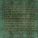 Square Machine Washable Persian Turquoise Traditional Area Rugs, wshtr2272turq