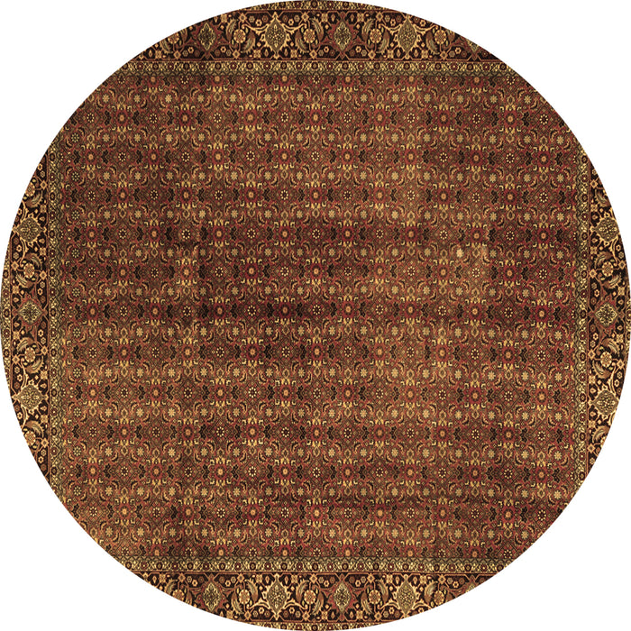 Round Machine Washable Persian Brown Traditional Rug, wshtr2272brn