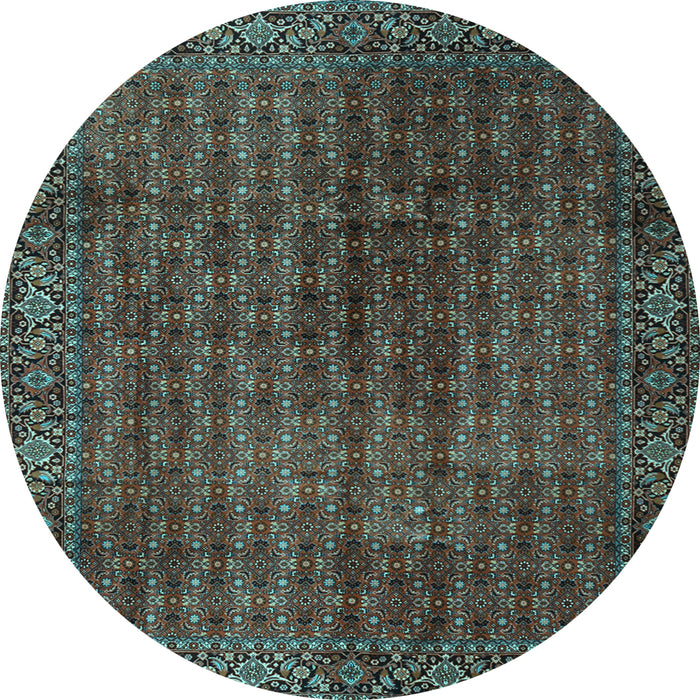 Round Machine Washable Persian Light Blue Traditional Rug, wshtr2272lblu