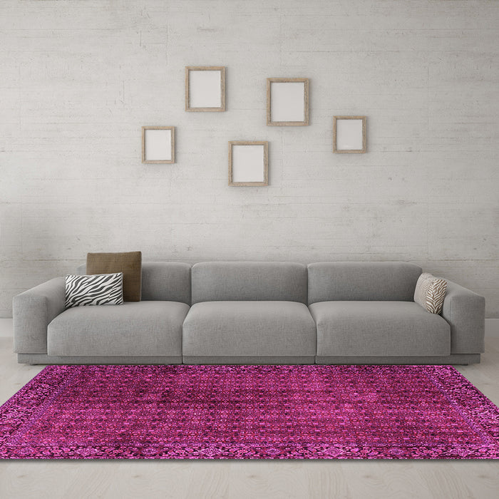 Machine Washable Persian Pink Traditional Rug in a Living Room, wshtr2272pnk