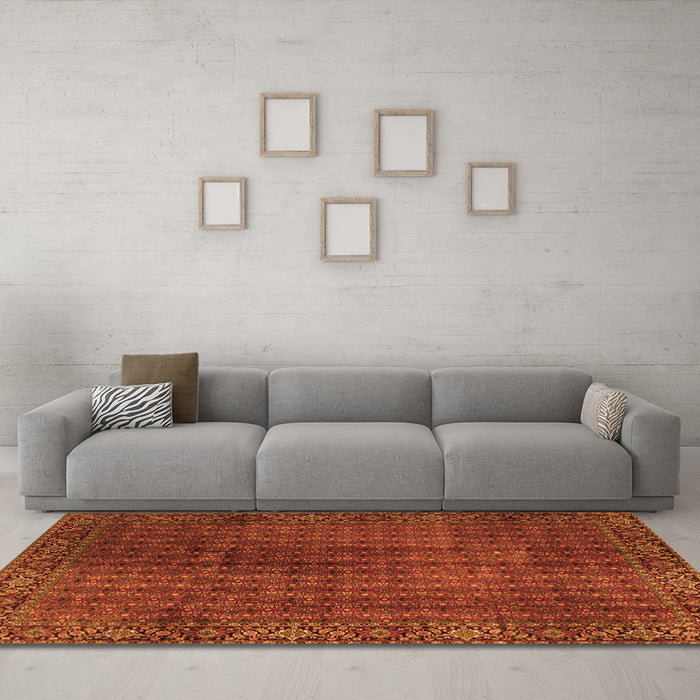 Machine Washable Persian Orange Traditional Area Rugs in a Living Room, wshtr2272org