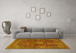 Machine Washable Persian Yellow Traditional Rug in a Living Room, wshtr2273yw