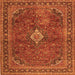 Round Machine Washable Persian Orange Traditional Area Rugs, wshtr2273org