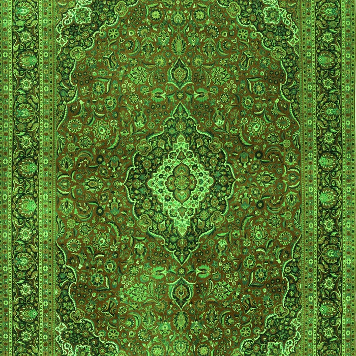 Serging Thickness of Machine Washable Persian Green Traditional Area Rugs, wshtr2273grn