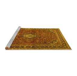 Sideview of Machine Washable Persian Yellow Traditional Rug, wshtr2273yw