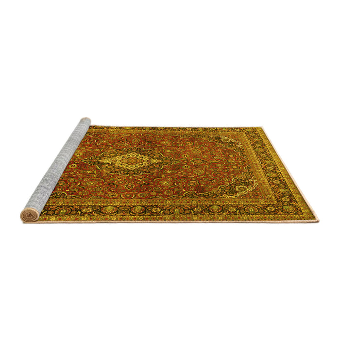 Sideview of Machine Washable Persian Yellow Traditional Rug, wshtr2273yw