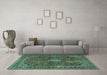 Machine Washable Persian Turquoise Traditional Area Rugs in a Living Room,, wshtr2273turq