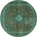 Round Persian Turquoise Traditional Rug, tr2273turq