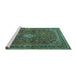 Sideview of Machine Washable Persian Turquoise Traditional Area Rugs, wshtr2273turq