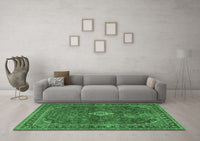 Machine Washable Persian Emerald Green Traditional Rug, wshtr2273emgrn