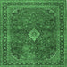 Square Machine Washable Persian Emerald Green Traditional Area Rugs, wshtr2273emgrn