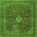 Round Machine Washable Persian Green Traditional Area Rugs, wshtr2273grn