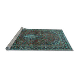 Sideview of Machine Washable Persian Light Blue Traditional Rug, wshtr2273lblu