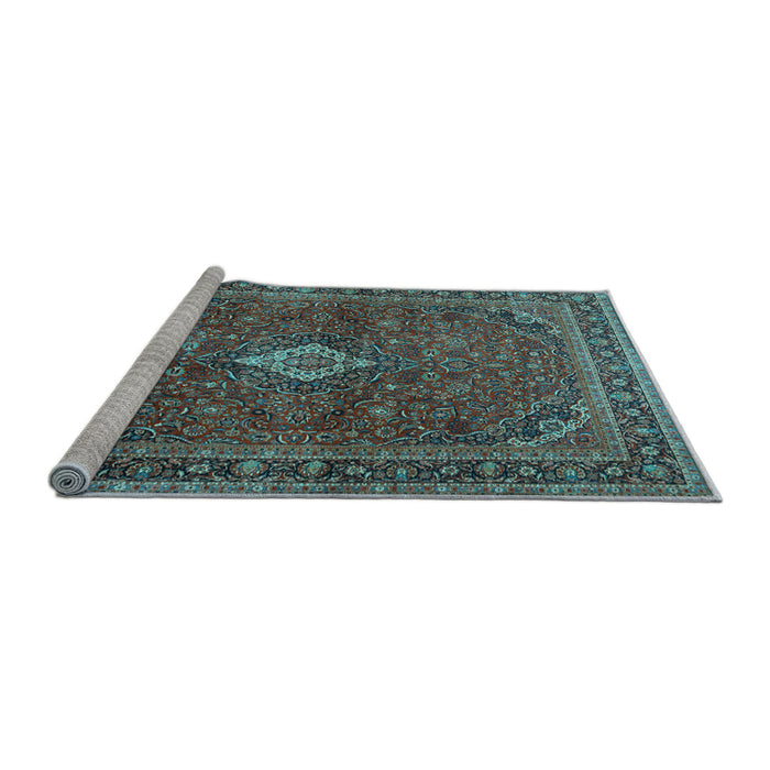 Sideview of Machine Washable Persian Light Blue Traditional Rug, wshtr2273lblu