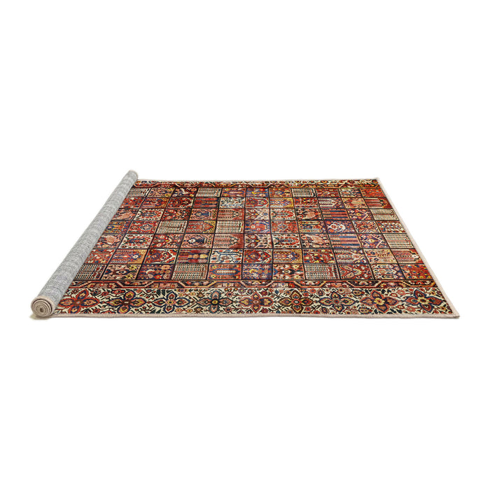 Sideview of Machine Washable Traditional Saffron Red Rug, wshtr2274