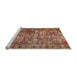 Sideview of Machine Washable Traditional Saffron Red Rug, wshtr2274