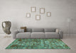 Machine Washable Persian Turquoise Traditional Area Rugs in a Living Room,, wshtr2274turq