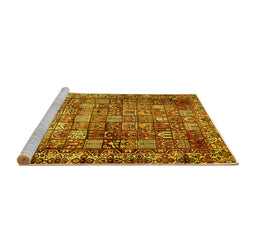 Sideview of Machine Washable Persian Yellow Traditional Rug, wshtr2274yw