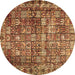 Round Machine Washable Persian Brown Traditional Rug, wshtr2274brn