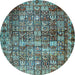 Round Persian Light Blue Traditional Rug, tr2274lblu