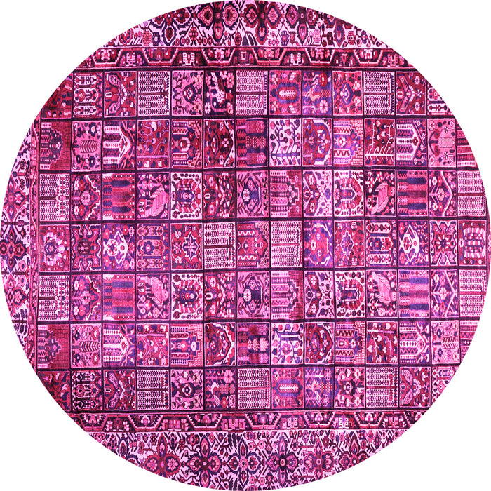 Round Machine Washable Persian Pink Traditional Rug, wshtr2274pnk