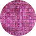 Round Machine Washable Persian Pink Traditional Rug, wshtr2274pnk