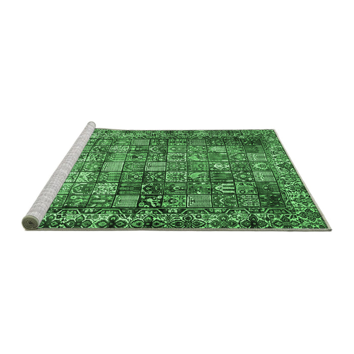 Sideview of Machine Washable Persian Emerald Green Traditional Area Rugs, wshtr2274emgrn