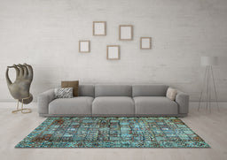Machine Washable Persian Light Blue Traditional Rug in a Living Room, wshtr2274lblu