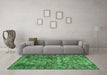 Machine Washable Persian Emerald Green Traditional Area Rugs in a Living Room,, wshtr2274emgrn