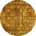 Round Machine Washable Persian Yellow Traditional Rug, wshtr2274yw