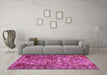 Machine Washable Persian Pink Traditional Rug in a Living Room, wshtr2274pnk