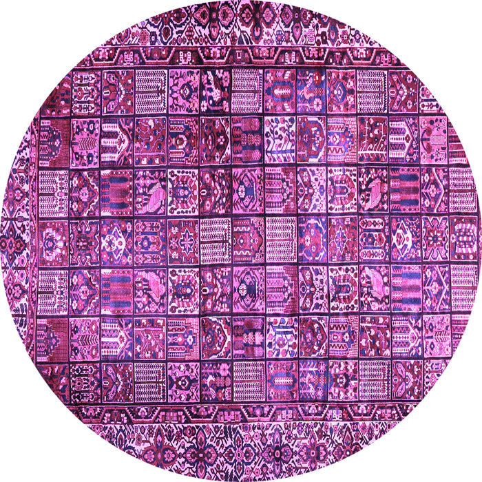 Round Machine Washable Persian Purple Traditional Area Rugs, wshtr2274pur
