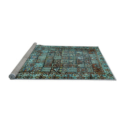 Sideview of Machine Washable Persian Light Blue Traditional Rug, wshtr2274lblu