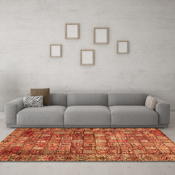 Machine Washable Persian Orange Traditional Area Rugs in a Living Room, wshtr2274org