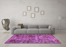 Machine Washable Persian Purple Traditional Area Rugs in a Living Room, wshtr2274pur