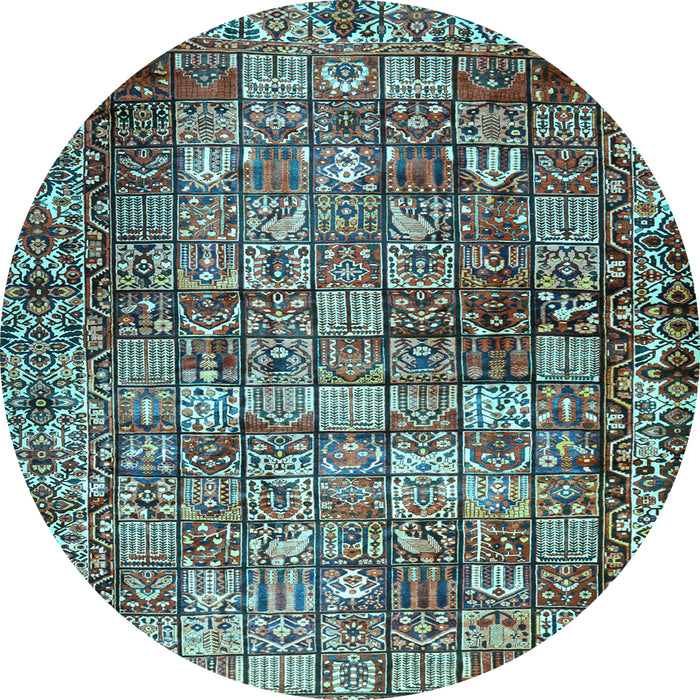 Round Machine Washable Persian Light Blue Traditional Rug, wshtr2274lblu
