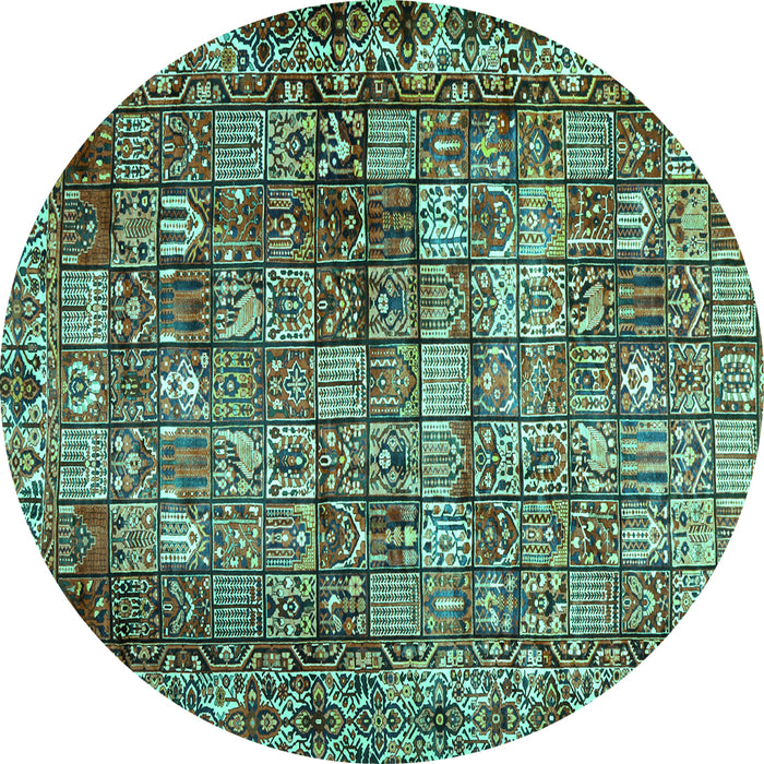 Round Persian Turquoise Traditional Rug, tr2274turq